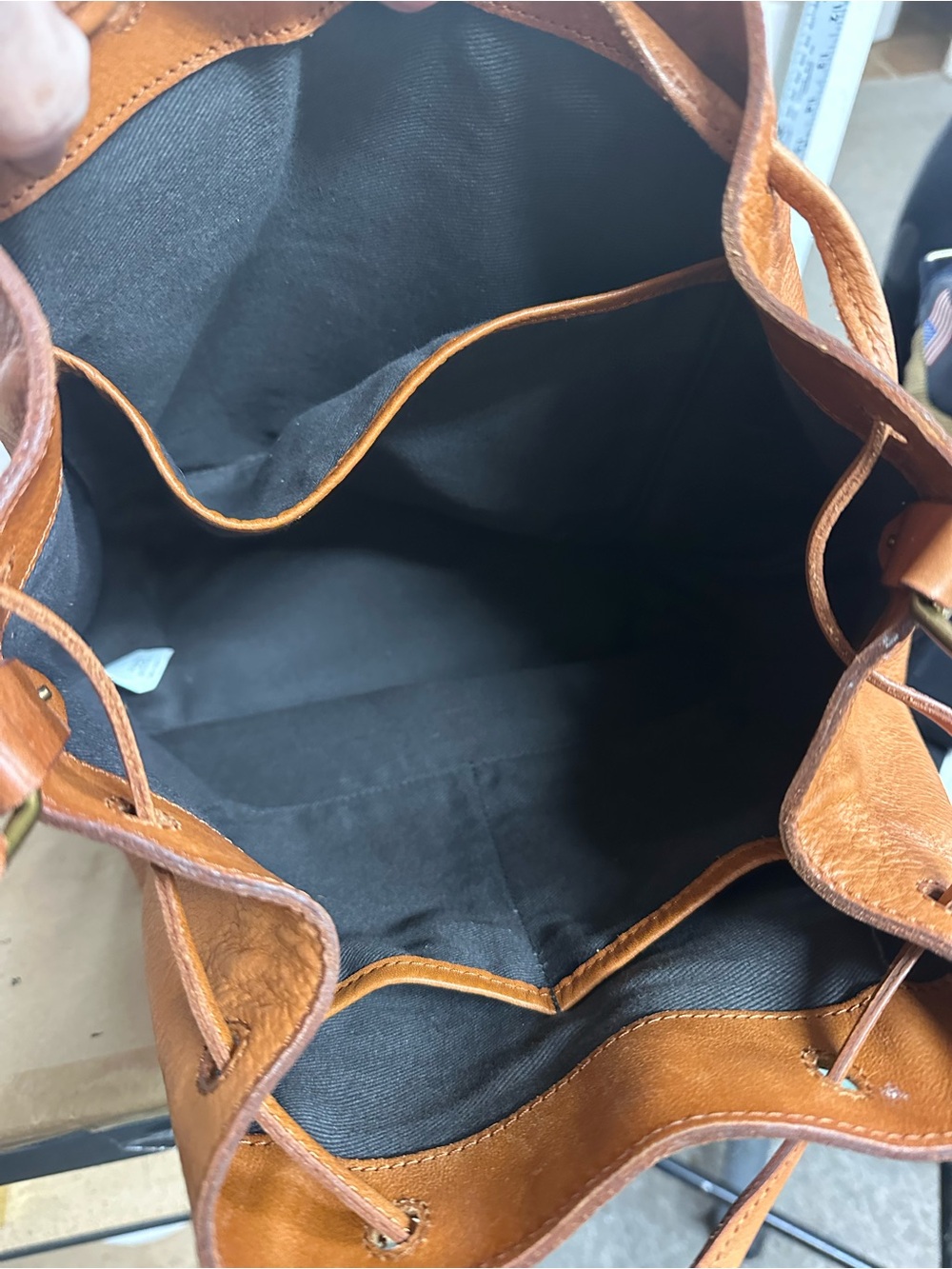 Madewell Brown Leather Drawstring Bucket Bag - Picture 10 of 11